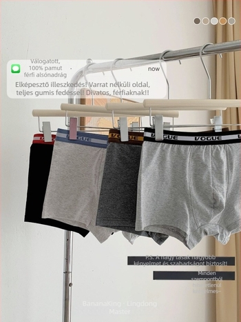 505 tiszta pamut férfi boxer rövidnadrág, nagy elasztikusságú, lélegző, antibakteriális, U-formájú zsebbel, ajándékdobozban