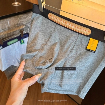 Férfi luxus pamut boxer brief, állatmintás textilcímkével, kényelmes U-formájú zsebbel, szoros illeszkedés, nyomásmentes
