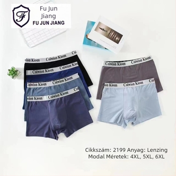 Férfi modal pamut mintás boxeralsó – lélegző, középmagas derék, plusz méret