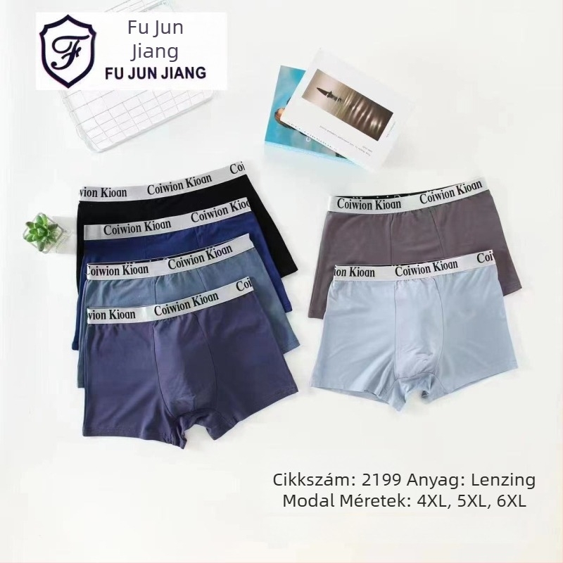 Férfi modal pamut mintás boxeralsó – lélegző, középmagas derék, plusz méret
