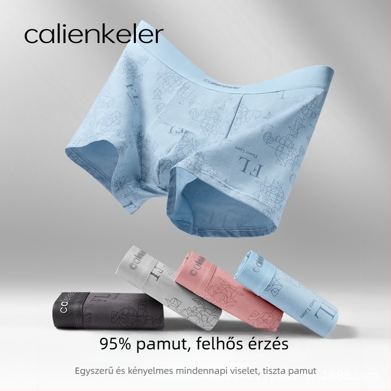Férfi antibakteriális, lélegző pamut boxer briefs text nyomással, plusz méret, középmagas derekú