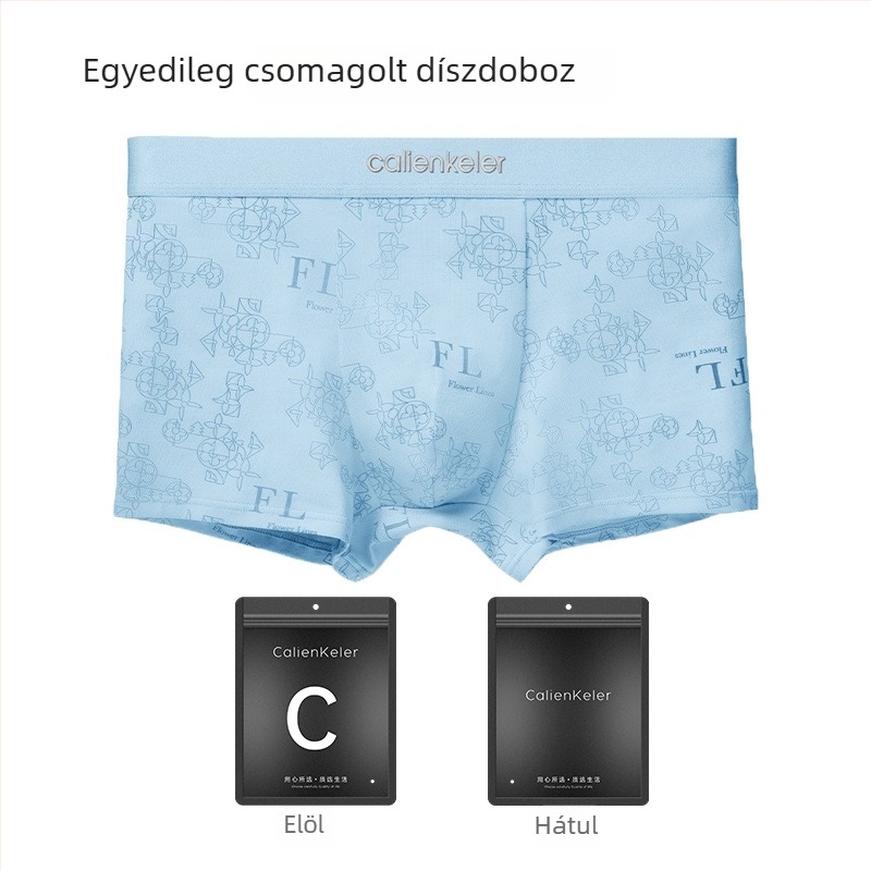 Férfi antibakteriális, lélegző pamut boxer briefs text nyomással, plusz méret, középmagas derekú