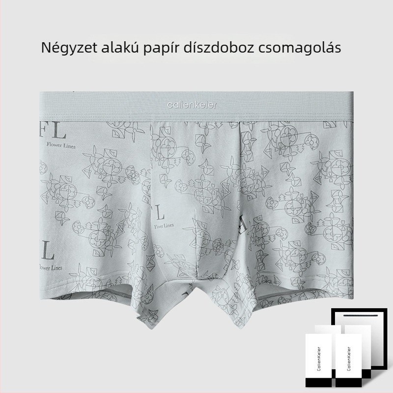 Férfi antibakteriális, lélegző pamut boxer briefs text nyomással, plusz méret, középmagas derekú
