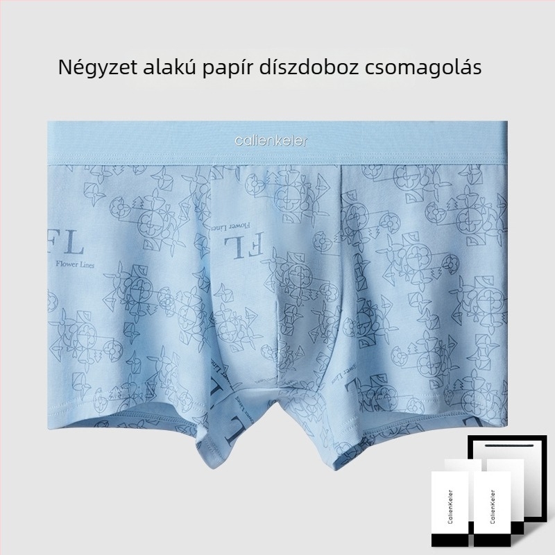 Férfi antibakteriális, lélegző pamut boxer briefs text nyomással, plusz méret, középmagas derekú