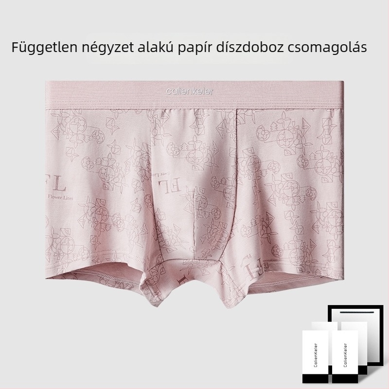Férfi antibakteriális, lélegző pamut boxer briefs text nyomással, plusz méret, középmagas derekú