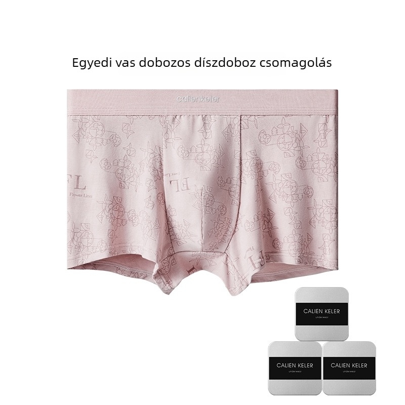 Férfi antibakteriális, lélegző pamut boxer briefs text nyomással, plusz méret, középmagas derekú