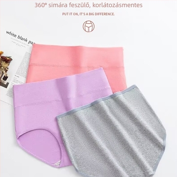 Női magas derekú pamut alsónemű – rugalmas pamut anyag; pamut bélés a szemérem részen; farizmok emelése; lélegző; hasi kontroll