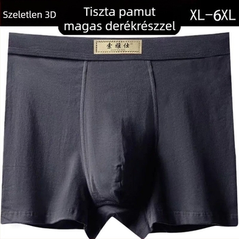 Férfi boxeralsó, 100% pamut, lazább szabás, magas derék, kötött anyag