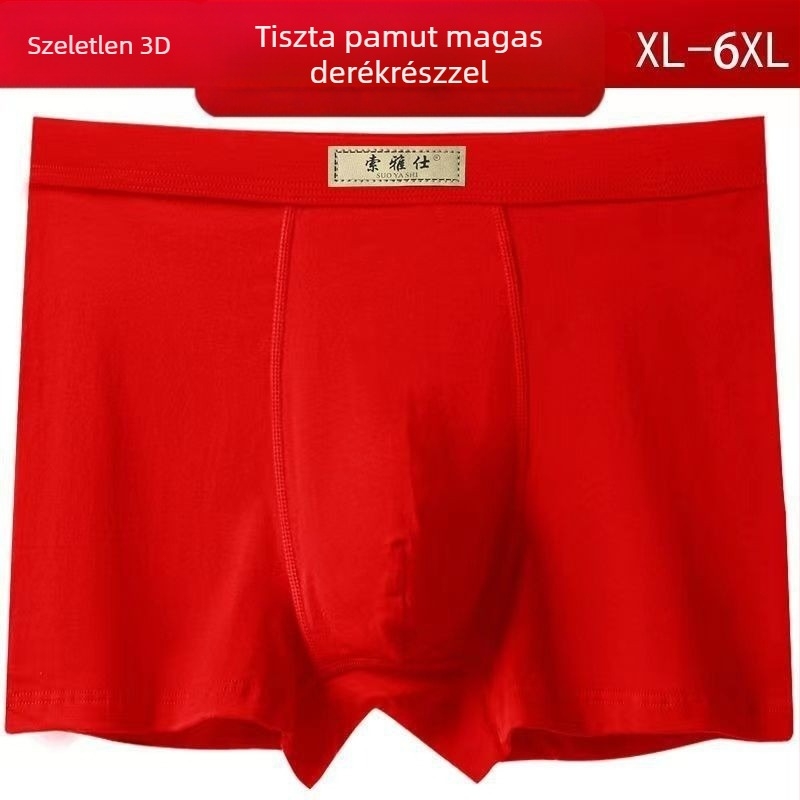 Férfi boxeralsó, 100% pamut, lazább szabás, magas derék, kötött anyag