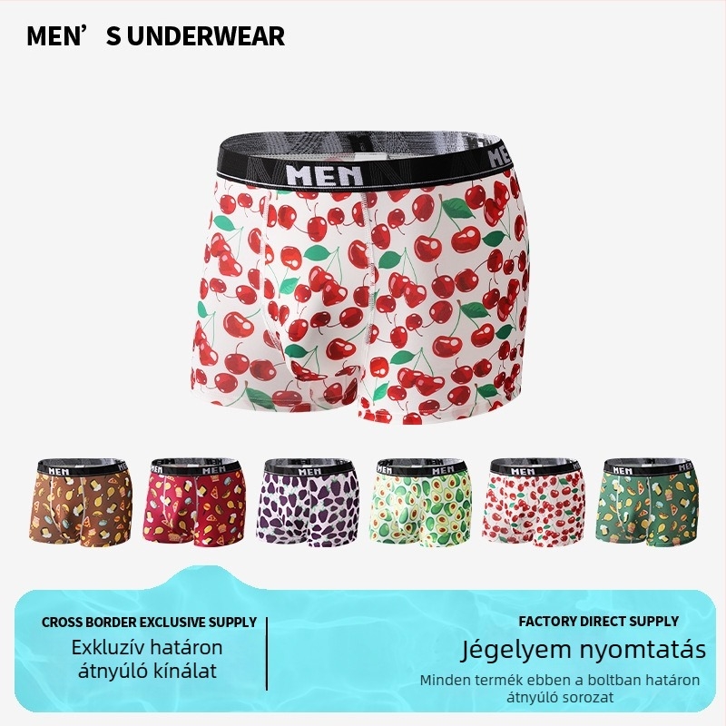 Férfi Ice Silk boxeralsók, lélegzők, középmagas derékkal, mesefigurás mintával