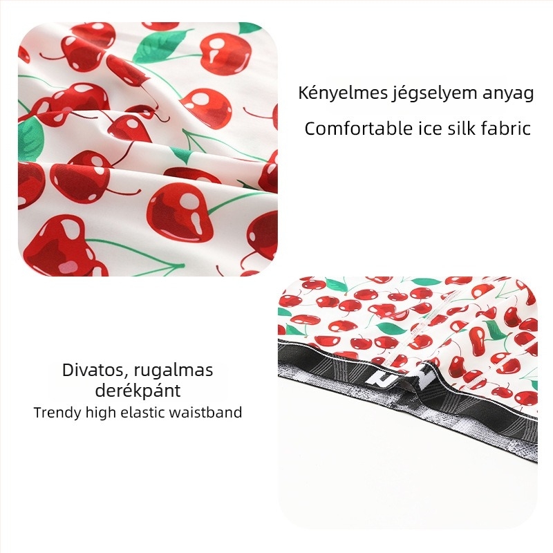 Férfi Ice Silk boxeralsók, lélegzők, középmagas derékkal, mesefigurás mintával