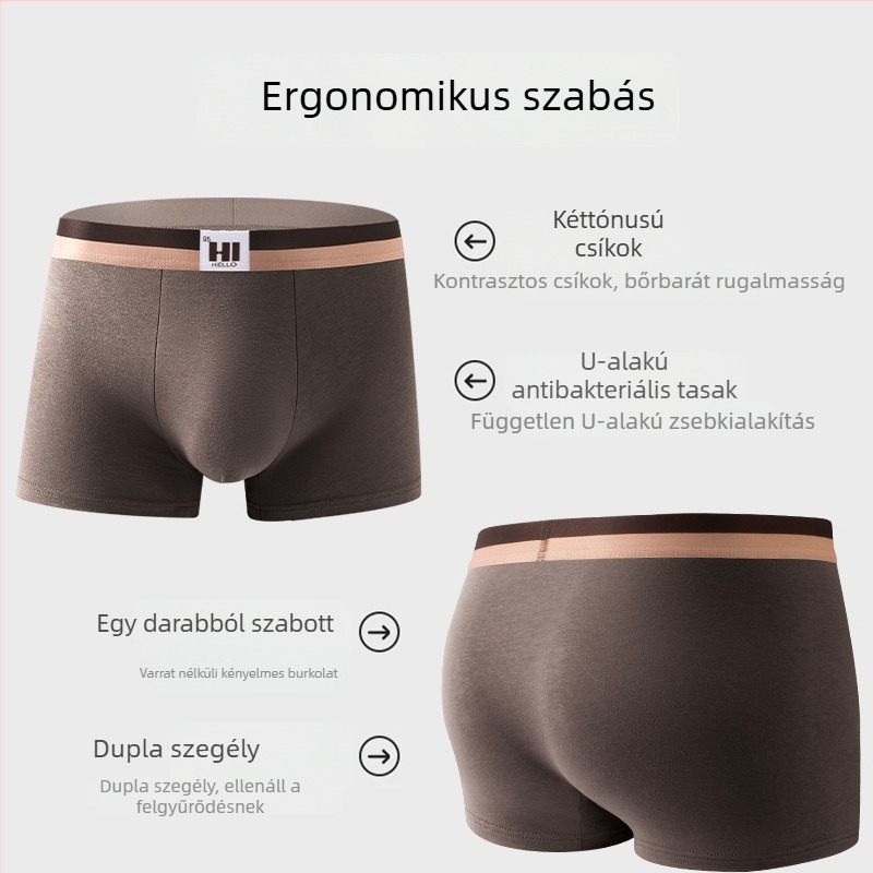 Férfiak számára 100% pamut boxer alsó, nagy méret, mintás, antibakteriális, légáteresztő, sportos szabású boxer rövidnadrág