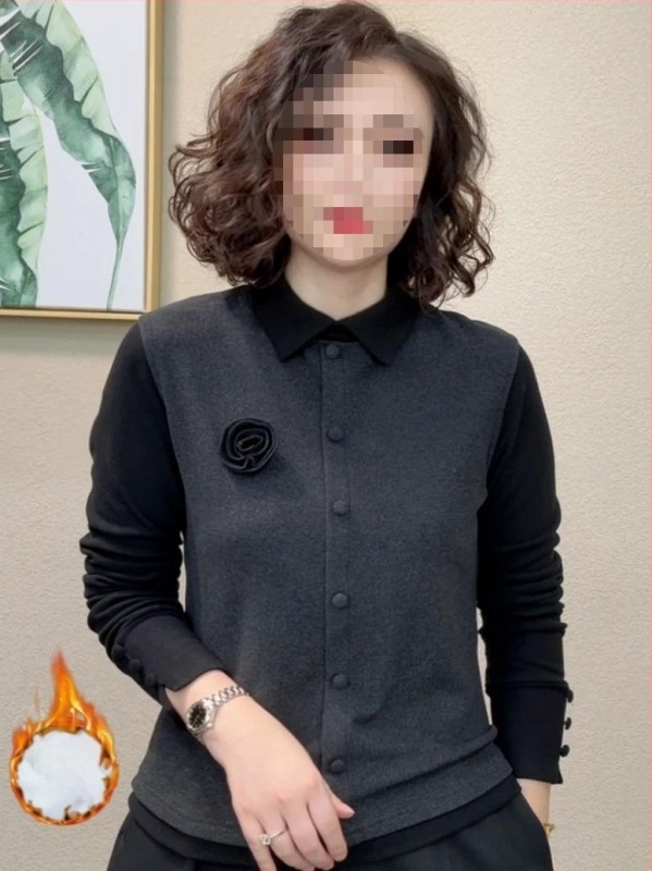 Spandex és velúr anyagú ing, egyszínű, hosszú ujjú, rever gallérral, karcsú szabás