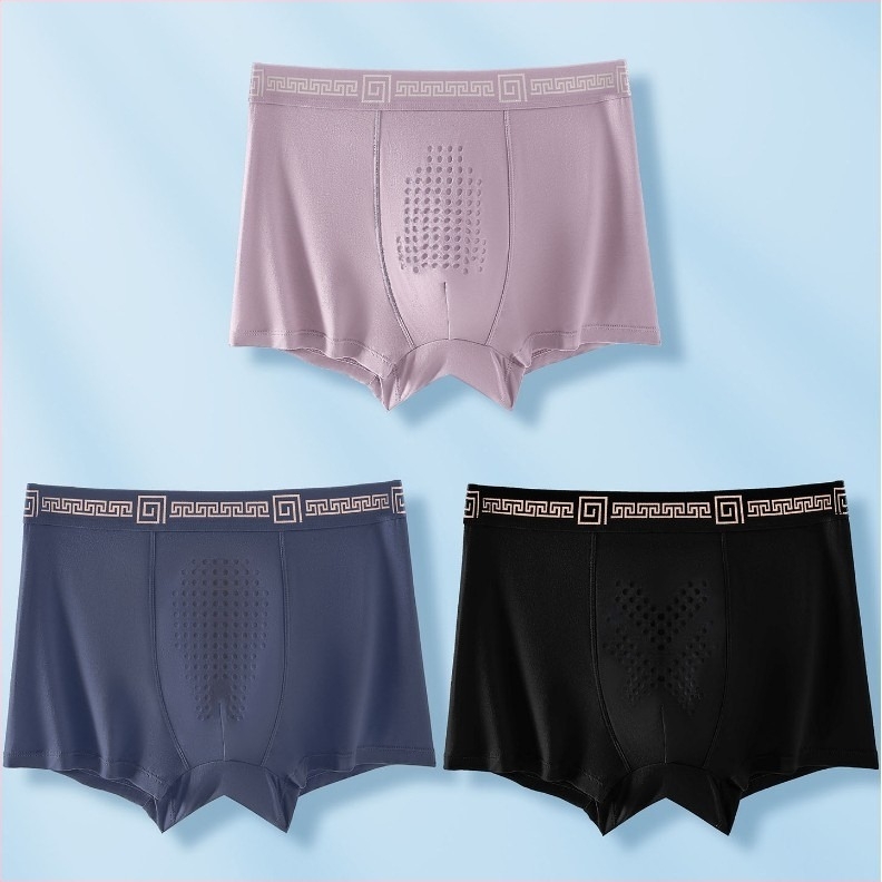 Férfi antibakteriális alsónemű U-alakú zsebbel, modal-pamut-mulberry selyem keverék, viszkóz bélés, boxer, plusz méret