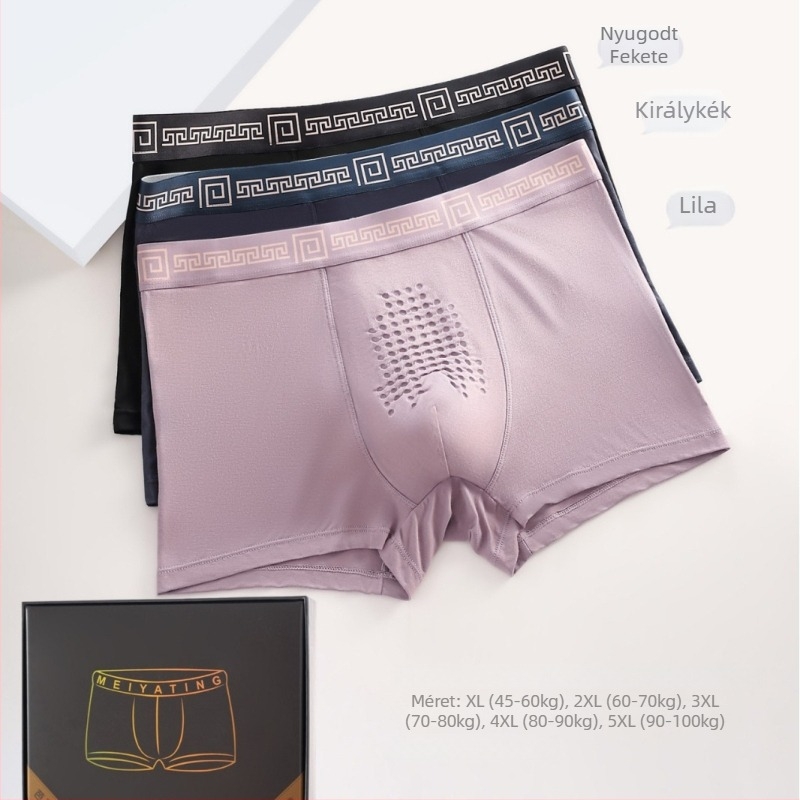Férfi antibakteriális alsónemű U-alakú zsebbel, modal-pamut-mulberry selyem keverék, viszkóz bélés, boxer, plusz méret