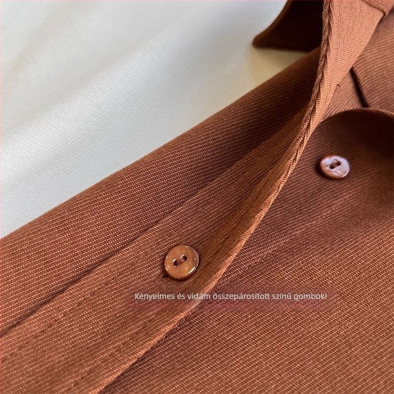 Ice Silk anyagból készült ing, Vinylon 30–50% tartalom, hosszú ujjú, galléros ing, szabványos hosszúság