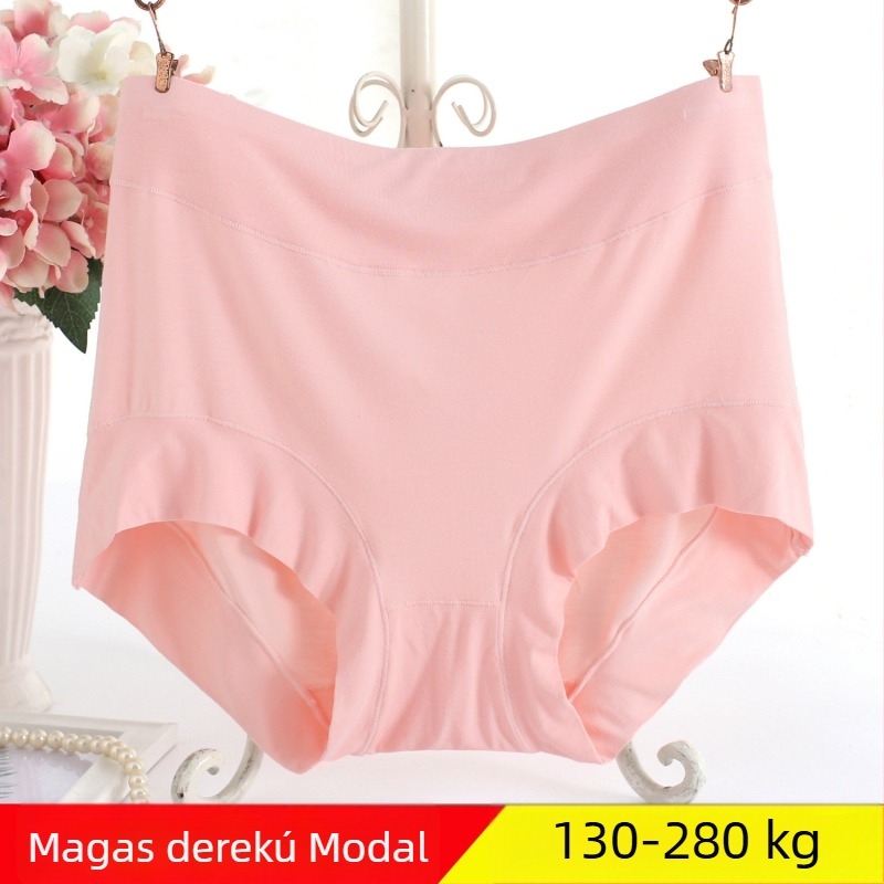 Plusz méretű női modál magas derekú alsónemű, csípőfedés, széles szár, átlátszatlan, tavasz