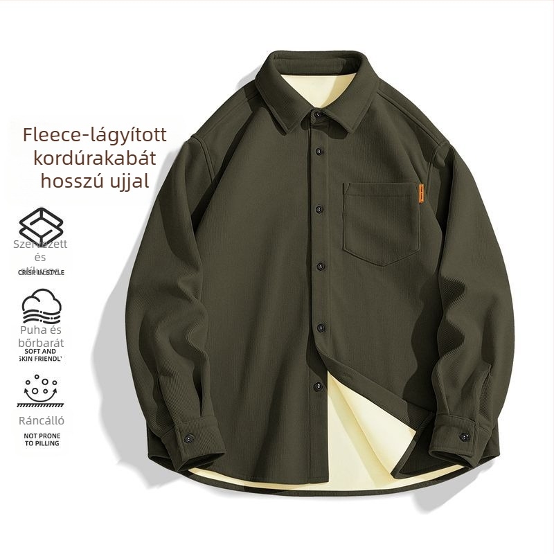 Új fleece béléses férfiing, gyűrődésálló és vasalást nem igénylő, őszi-téli üzleti-casual hosszú ujjú