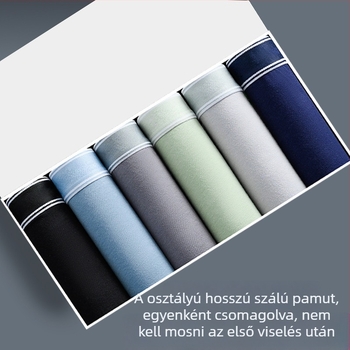 Férfi pamut boxer briefs, középmagas derekú, légáteresztő, antibakteriális, nagy méret