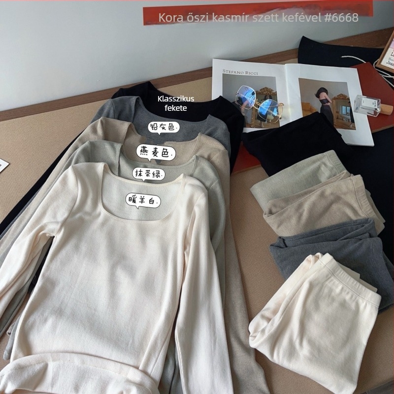 Női őszi-téli bolyhos termo felső és alsó készlet fleece béléssel, karcsú alapréteg 27132