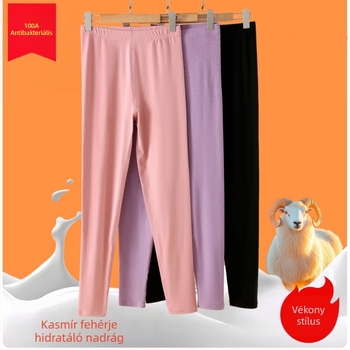 Női termál nadrág fleece belső résszel, kasmír-protein anyag, poliészter 92%, egyrétegű, közepes meleg