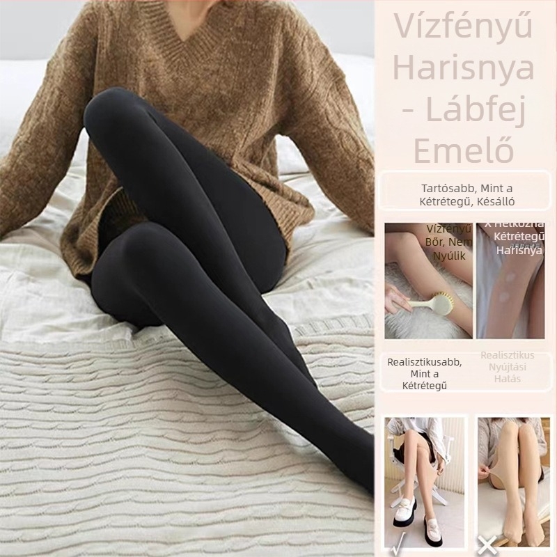 Őszi–téli nylonból készült vastag bélelt harisnyanadrág, természetes nude hatás, japán stílus