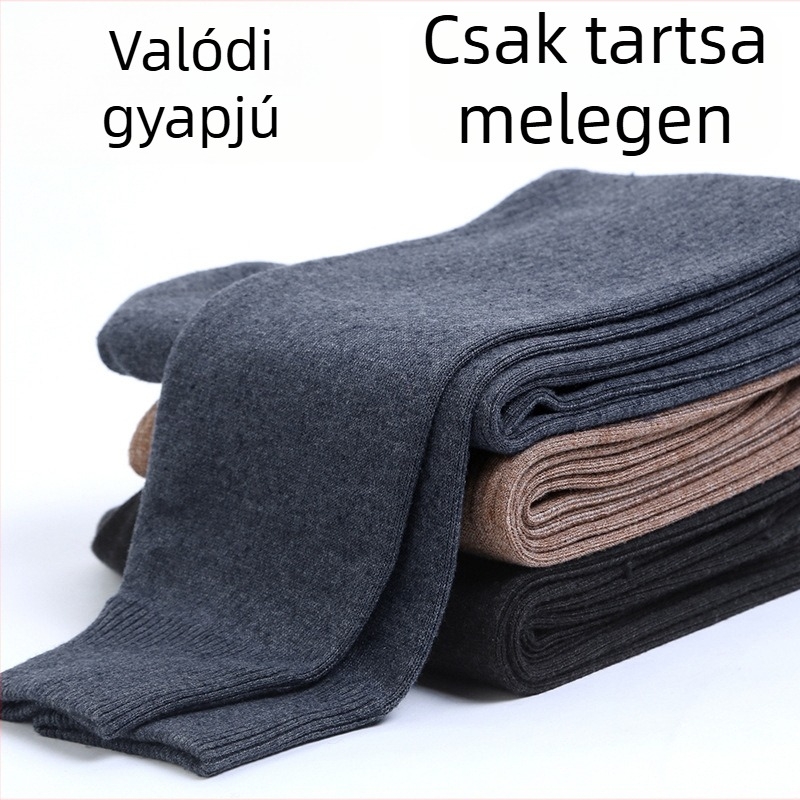 Uniszex magas derekú kötött gyapjú nadrág télre, meleg és kényelmes