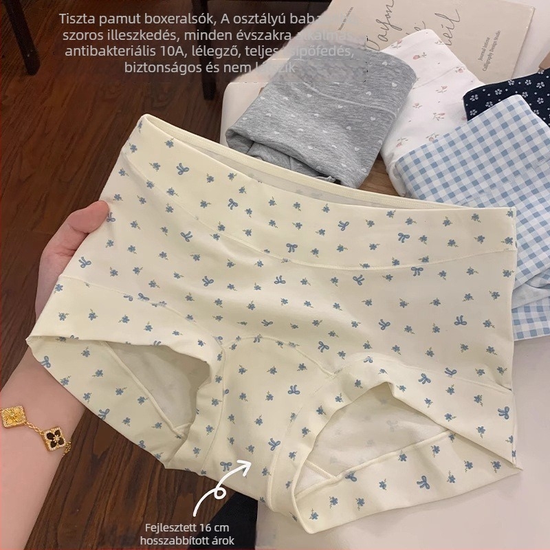 Női pamut alsónemű középmagas derekú, lélegző, antibakteriális 10A, pamut bélés