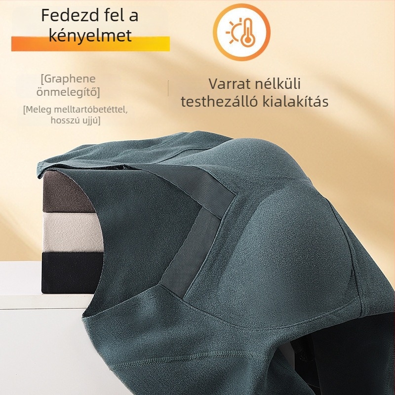 Új varrat nélküli grafén melegítő felső beépített kosarakkal, vastagabb derék rész, hosszú ujjú, őszi alapszövet nőknek