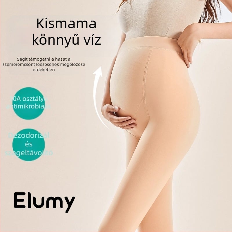 Kismama leggings őszre és télre, pocaktámasz, vastag fleece belső, állítható fazon, nylon anyag