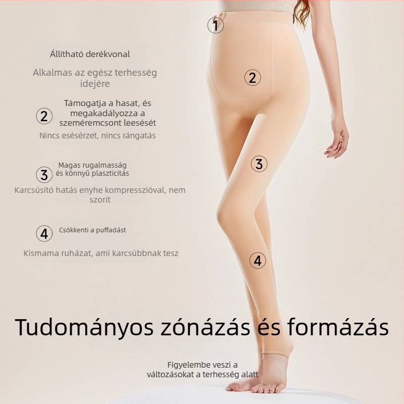 Kismama leggings őszre és télre, pocaktámasz, vastag fleece belső, állítható fazon, nylon anyag