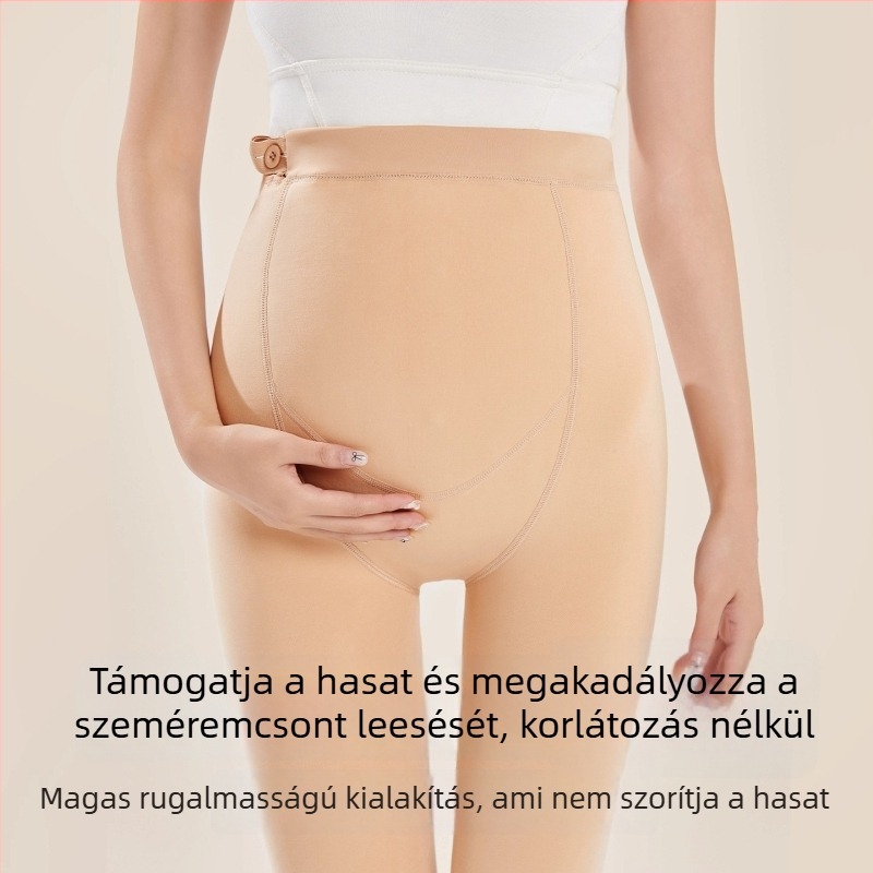 Kismama leggings őszre és télre, pocaktámasz, vastag fleece belső, állítható fazon, nylon anyag