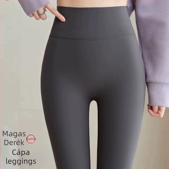 Női thermál nadrág magas derekú, fleece béléssel, 3/4 hosszú, haskontroll, Barbie jóga cápa stílus, kis méret