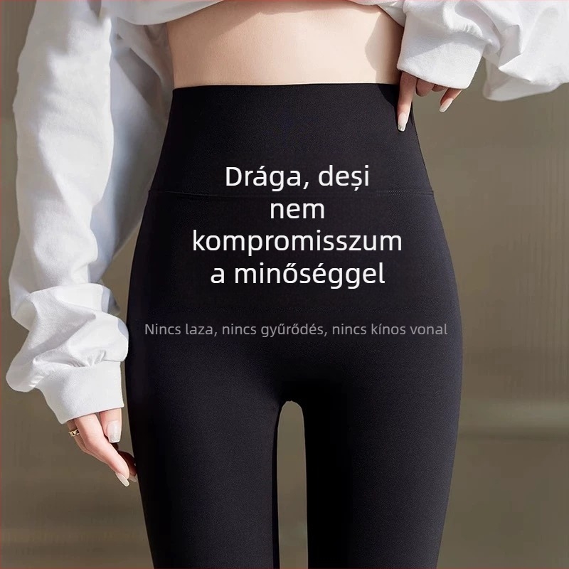 Női thermál nadrág magas derekú, fleece béléssel, 3/4 hosszú, haskontroll, Barbie jóga cápa stílus, kis méret