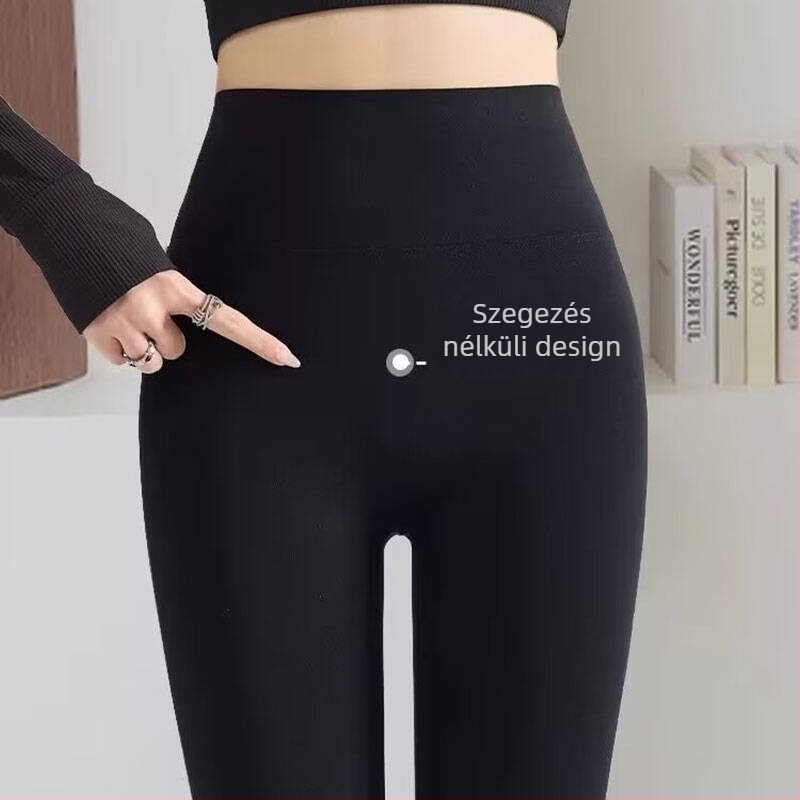 Női thermál nadrág magas derekú, fleece béléssel, 3/4 hosszú, haskontroll, Barbie jóga cápa stílus, kis méret
