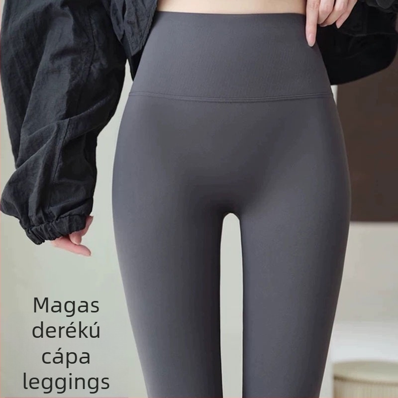Női thermál nadrág magas derekú, fleece béléssel, 3/4 hosszú, haskontroll, Barbie jóga cápa stílus, kis méret