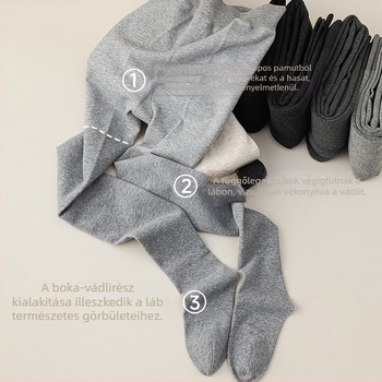 Szürke lábon végződő leggings ősz-télre, finomított pamutból, fleece belsővel, vastag, kompressziós harisnyák, amelyek karcsúsítják a lábakat