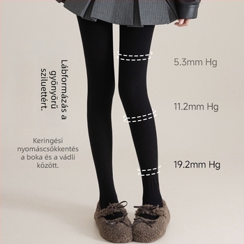 Szürke lábon végződő leggings ősz-télre, finomított pamutból, fleece belsővel, vastag, kompressziós harisnyák, amelyek karcsúsítják a lábakat