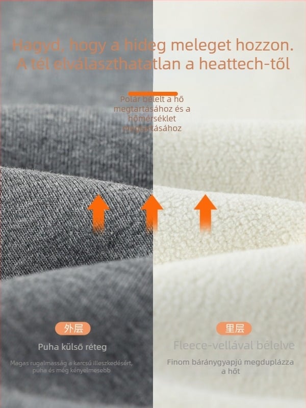 Női melegítő nadrág, magas derékú haskontrollal, pamut-spandex keverék, geometriai mintázat, 3/4-es hossz, közepes vastagság, melegen tart