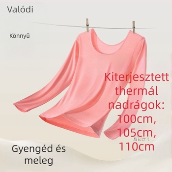 Női hosszított thermál alsóruha, tiszta pamut, rugalmas, karcsú szabású, kerek nyak