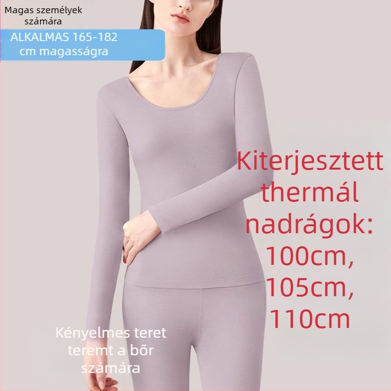 Női hosszított thermál alsóruha, tiszta pamut, rugalmas, karcsú szabású, kerek nyak