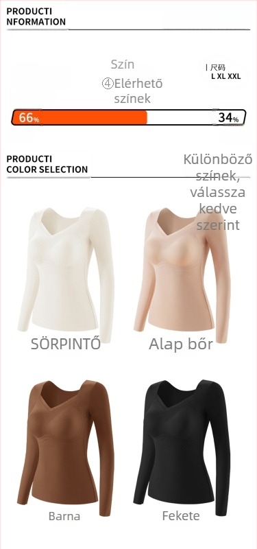 Nylon alapréteg felső, női, V-nyak, hosszú ujjú