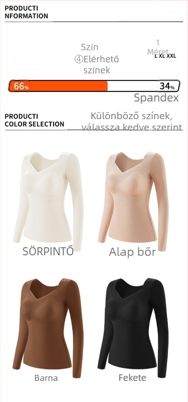 Nylon alapréteg felső, női, V-nyak, hosszú ujjú