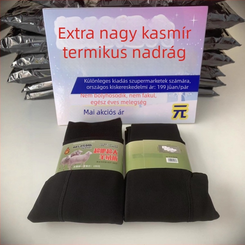 Uniszex melegítő nadrág műkasmírral, vastag és meleg, cropped hossz, karcsú szabás