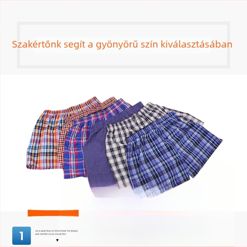 Upolon Férfi pamut kockás boxer rövidnadrág, lélegző