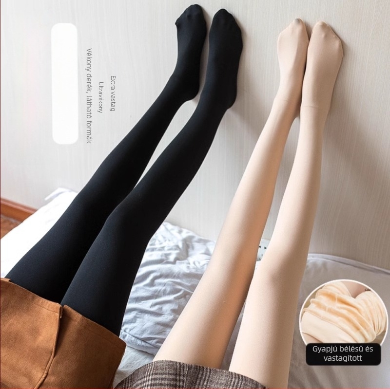 Női melegítő leggings plüss béléssel, nude színben, vastag és meleg őszi–téli időszakra, szorosan illeszkedő
