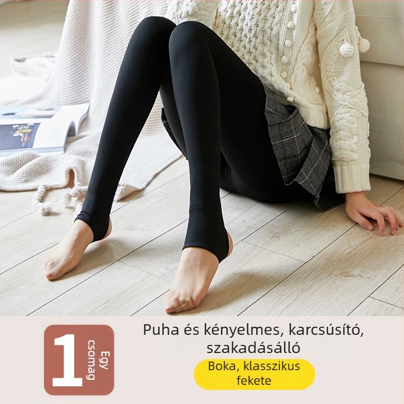 Női melegítő leggings plüss béléssel, nude színben, vastag és meleg őszi–téli időszakra, szorosan illeszkedő