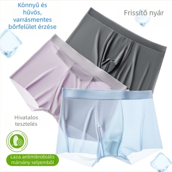 Nyári férfi Ice Silk varrat nélküli boxeralsó antibakteriális Mulberry selyem bélésével 7A