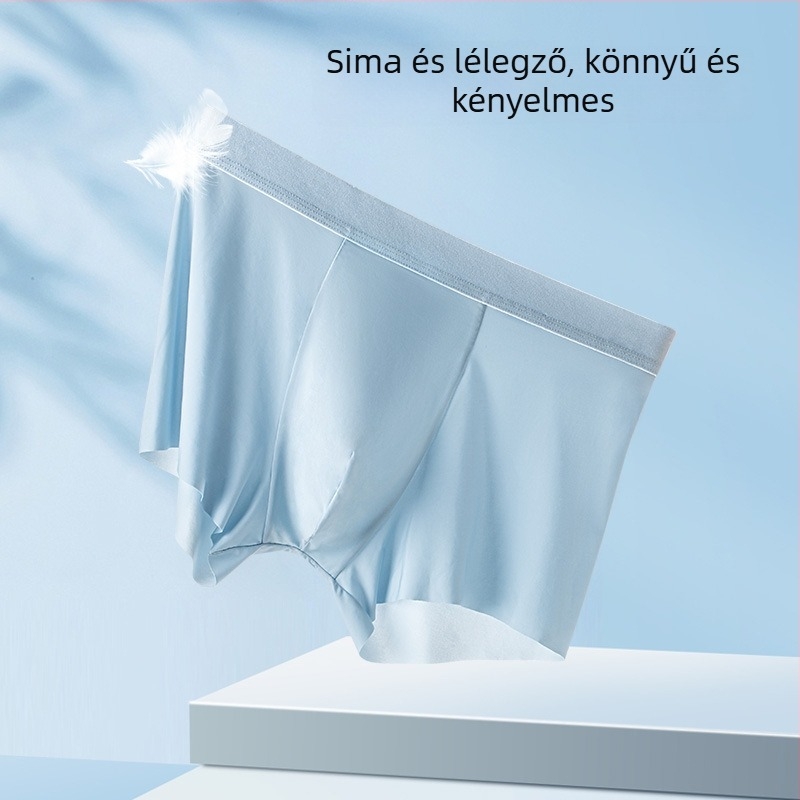 Nyári férfi Ice Silk varrat nélküli boxeralsó antibakteriális Mulberry selyem bélésével 7A
