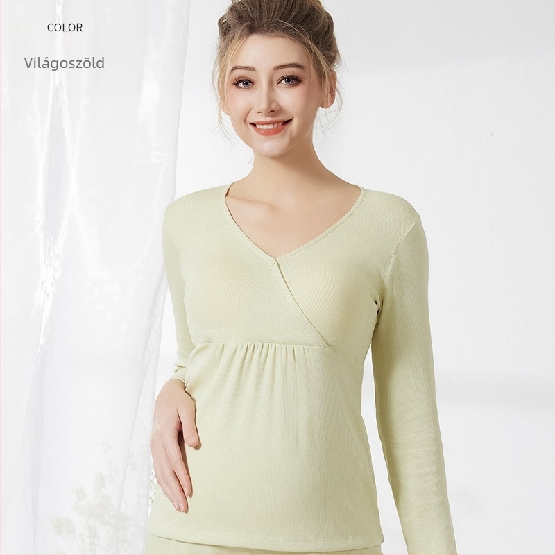 Szoptatós anyaság: könnyű tavasz–nyári pizsama felső és belső réteg, nagy méret